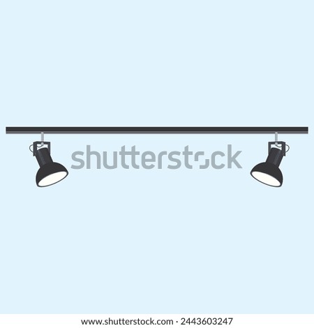 Stage lighting illustration hanging on a rail