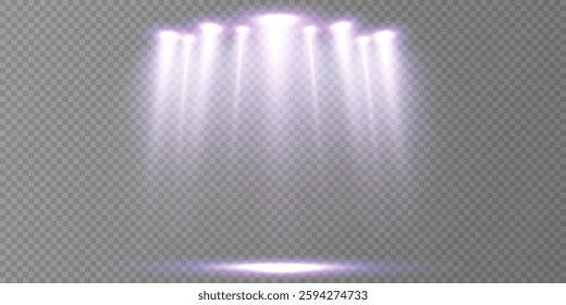Stage lighting with LED strobes. Laser light show. Empty stage before the performance. Spotlights on a dark background.