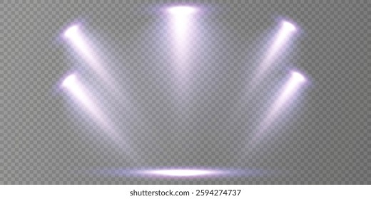 Stage lighting with LED strobes. Laser light show. Empty stage before the performance. Spotlights on a dark background.