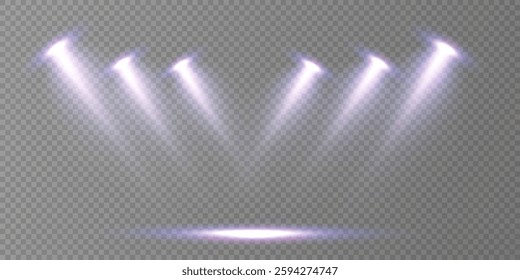 Stage lighting with LED strobes. Laser light show. Empty stage before the performance. Spotlights on a dark background.