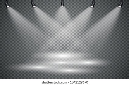 
Stage lighting, on a transparent background. Bright lighting with spotlights. directional studio light.