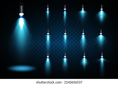 Stage lighting, on a transparent background. Bright lighting with spotlights. directional studio light.
