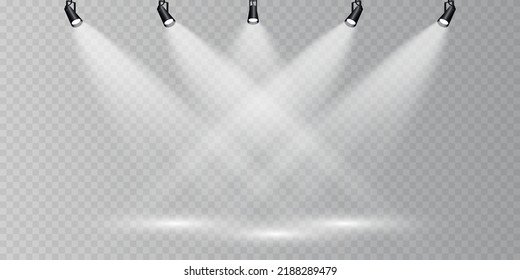 Stage lighting, on a transparent background. Bright lighting with spotlights. directional studio light.
