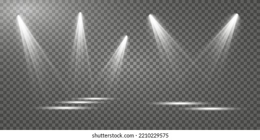 Stage lighting, on a transparent background. Bright lighting with spotlights. directional studio light.