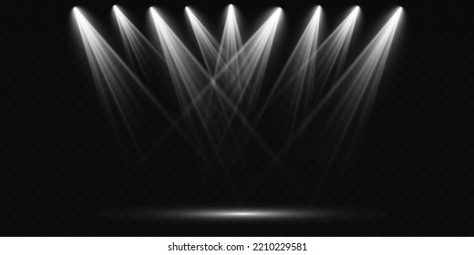 Stage lighting, on a transparent background. Bright lighting with spotlights. directional studio light.