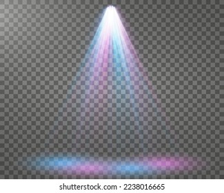 Stage lighting, on a transparent background. Bright lighting with spotlights. directional studio light.