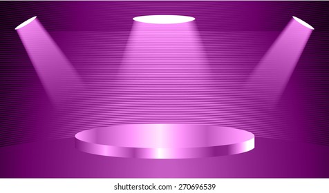 Stage Lighting purple Background with Spot Light Effects - vector illustration. Abstract light lamps background for Technology computer graphic website internet and business