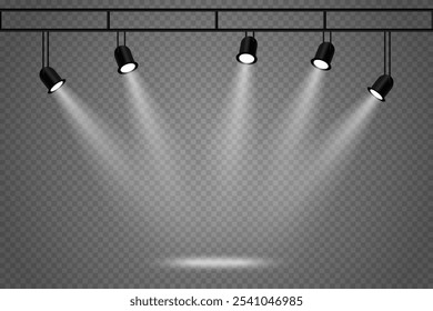 Eclairage de scène, lumière projetée, effet d'éclairage. Sur fond transparent.