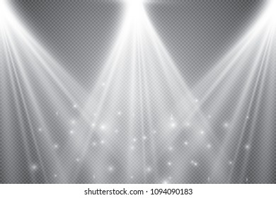 Stage lighting, transparent effects. Bright lighting with spotlights.