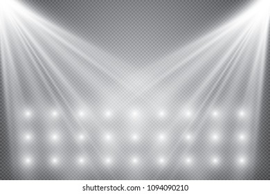 Stage lighting, transparent effects. Bright lighting with spotlights.
