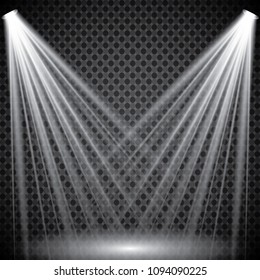 Stage lighting, transparent effects. Bright lighting with spotlights.