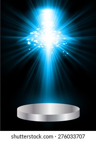 Stage lights. dark blue background. Vector illustration. Light Abstract Technology background computer graphic website internet and business.