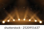 Stage lights rays scene background. Abstract spot light rays background. Spotlights of bright light with isolated place for stage and presentations. Colorful lights on the stage.