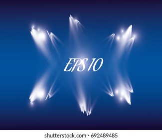 Stage With Lights, reflector lights and blue stage background.