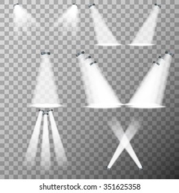 Stage Lights, Spot Lights On Transparent Backgrund - Vector Illustration