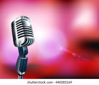 Stage with microphone before the concert. Vector illustration.