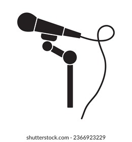 Stage microphone icon, Microphone on stage vector icon. flat illustration on white background..eps