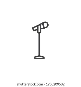 Stage microphone line icon. linear style sign for mobile concept and web design. Microphone stand outline vector icon. Symbol, logo illustration. Vector graphics