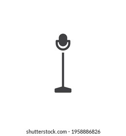 Icono vectorial de micrófono de etapa. signo plano relleno para concepto móvil y diseño web. Icono de glifo parado de micrófono. Símbolo, ilustración del logotipo. Gráficos vectoriales