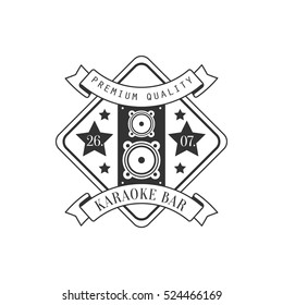 Stage Music Speaker In Square Frame Karaoke Premium Quality Bar Club Monochrome Promotion Retro Sign Vector Design Template