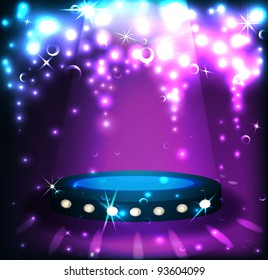 stage on the blue and violet background