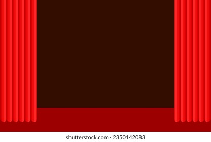 stage with open red curtain
