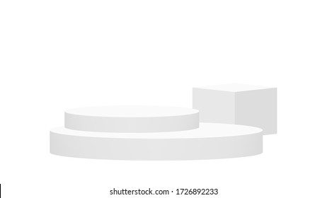 stage pedestal award 3d white grey, podium stage show for victory champion position, pedestal ellipse box for cosmetics product display show, circle stand modern for product place and presentation