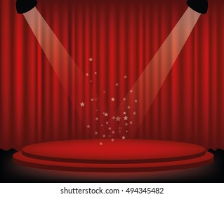 Podium Under Red Theater Curtain Vector Stock Vector (Royalty Free ...