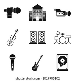 Stage performance icons set. Isometric set of 9 stage performance vector icons for web isolated on white background