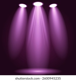 Stage pink spotlight light isolated on transparent background