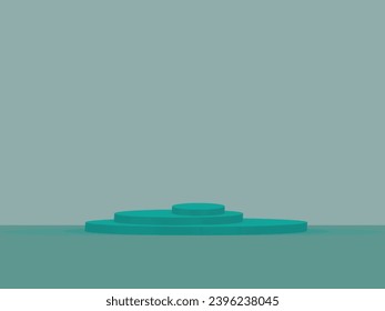  Stage platform with lighting for award ceremony, illuminated pedestal for presentation shows, vector image.