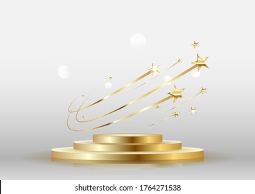 Stage podium stage podium stage with the award ceremony on a light background. Vector.