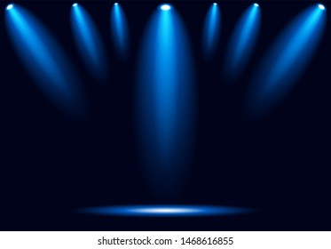 Stage podium with blue spotlight lighting effect