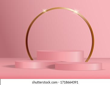 Escenario o podio vacío para la ceremonia de entrega de premios uso para productos Recomendados, promocionar productos. Ilustración vectorial.