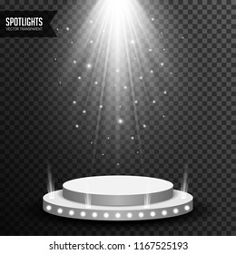 Stage podium illuminated scene with spotlight vector transparent