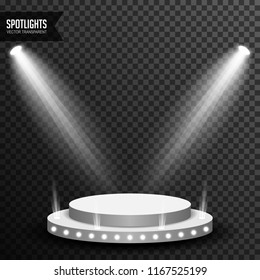 Stage podium illuminated scene with spotlight vector transparent