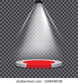 Stage podium illuminated scene spotlight party, vector transparent - Vector