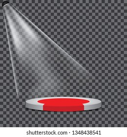 Stage podium illuminated scene spotlight party, vector transparent - Vector