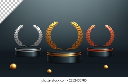 Stage podium with laurel wreath