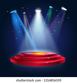 Stage podium with lighting