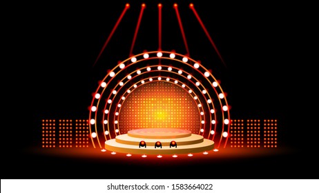 Stage podium with lighting, Stage Podium for Award Ceremony, Vector illustration. Eps 10.