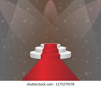 Stage podium with lighting on black red Background, Vector illustration EPS10.