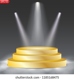 Stage podium with lighting, Stage Podium Scene with for Award Ceremony, Vector illustration