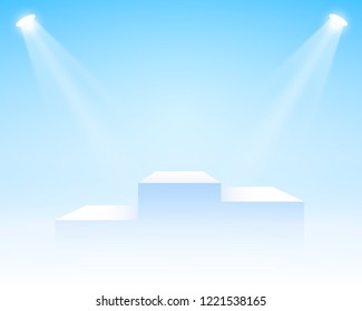 Stage podium with lighting, Stage Podium Scene with for Award Ceremony on white Background, Vector illustration