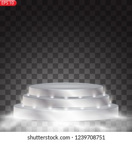 Stage podium with lighting, Stage Podium Scene with for Award Ceremony, Vector illustration
