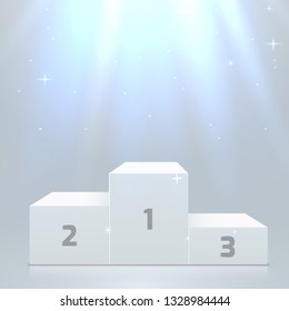 Stage podium with lighting, Stage Podium Scene with for Award Ceremony on ehite Background. Vector illustration