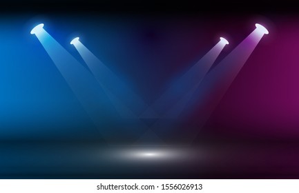 Fase podio con iluminación, Escena de Podio Escenario con motivo de la Ceremonia de Premio sobre el diseño vectorial de fondo colorido claro.