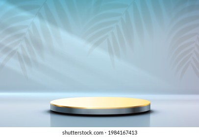 Stage podium with lighting, Stage Podium Scene with for Award, Decor element background. Vector illustration