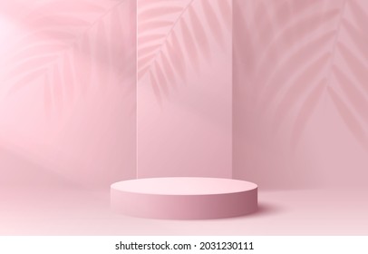 Stage Podium With Lighting, Stage Podium Scene With For Award, Decor Element Background. Vector Illustration