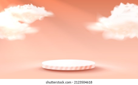 Stage podium with lighting, Stage Podium Scene with for Award, Decor element background. Vector illustration